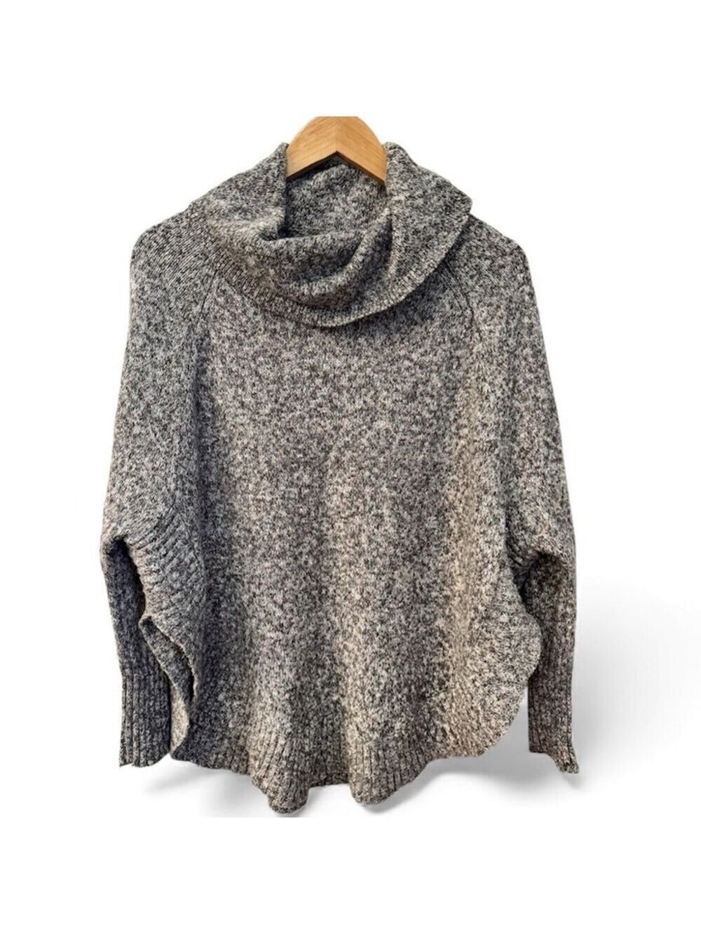 Lea & Nicole Speckled Knit Cowl Neck Sweater Cozy Neutral